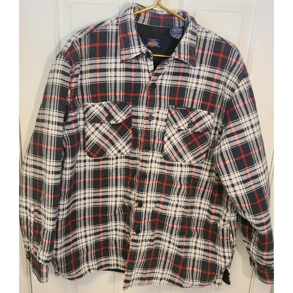 Dickies Jacket Mens Size XL Flannel Quilted Lined Work‎ Multi Color Plaid Cowboy